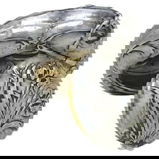 Antique Art Nouveau Silver Chatelaine Box: This is an antique Art Nouveau style silver chatelaine box. It comes from Austria with gilt inside silver box with iris motif on the lid. I have included a 19.25 inch sterling silver chain necklace fo