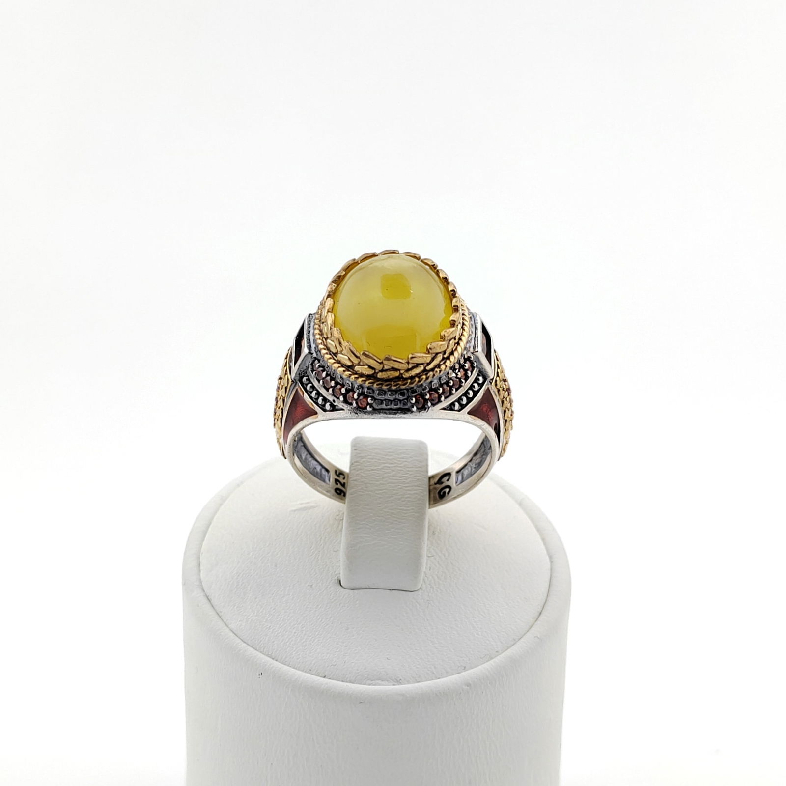 925 Silver Men's Ring with Baltic Amber (1 of 7)