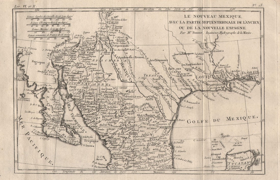 Le Nouveau Mexique avec la Partie Septentrionale… Mexico/Texas. BONNE 1780 map (1 of 1)