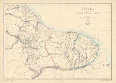 Guiana Comprehending British, Dutch & French' Suriname Guyana. LOWRY 1863 map