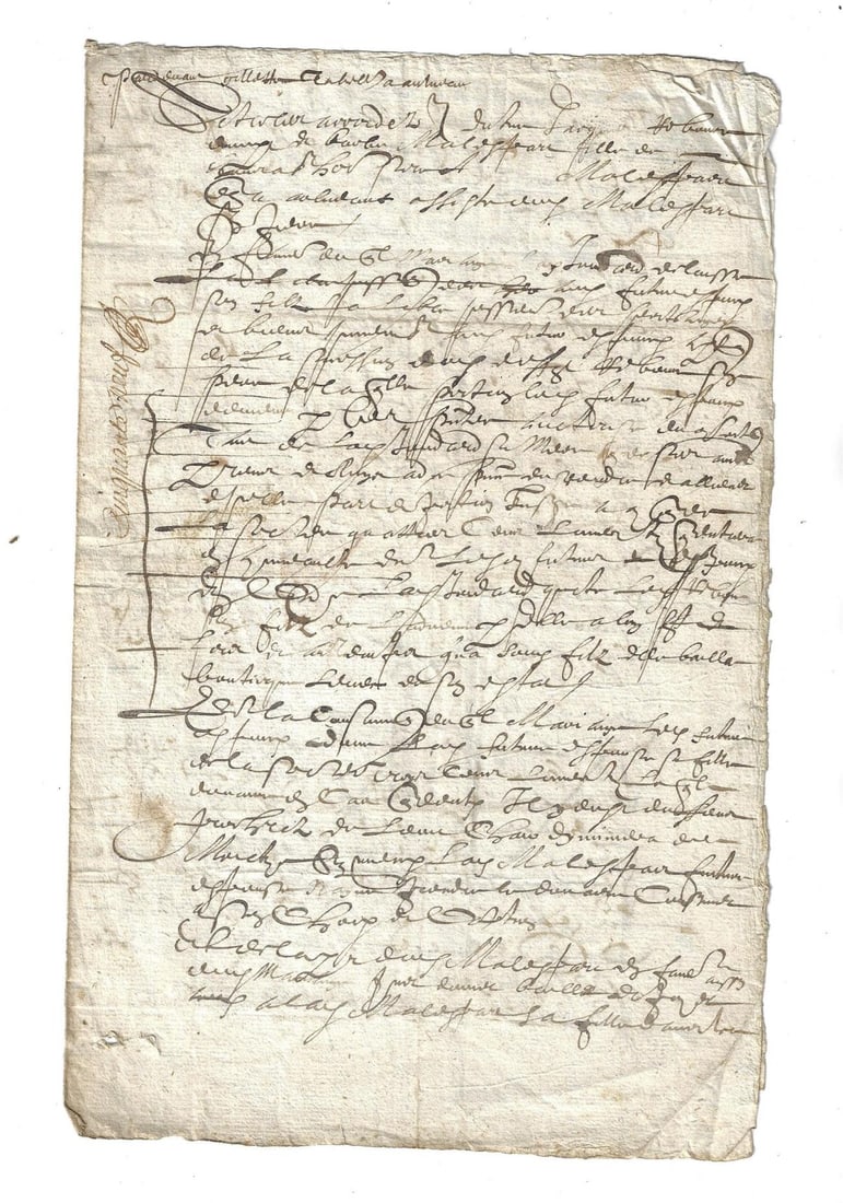 16th C Manuscript French Document (1 of 3)