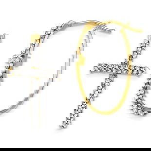 Q-14K Crystals Swarovski Cross Hoop Earrings: 14K Crystals from Swarovski Polished Cross Hoop Earrings 1.77 Grams 14k Yellow Gold 1511el Reserve: $225.00 Shipping: Domestic: Shipping rates are determined by destination. International: Foreign shi