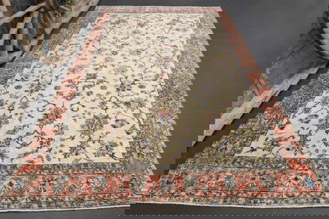 6.4x10.7 AESTHETIC VINTAGE Turkish OUSHAK Rug: Title: 6.4x10.7 AESTHETIC VINTAGE Turkish OUSHAK RugOridign: Turkey Date/Period: 1960 - 1970 Materials: Wool And Cotton Size: Width: 6.5 feet Length: 10.7 feet Provenance: This Turkish one-of-a-kind V