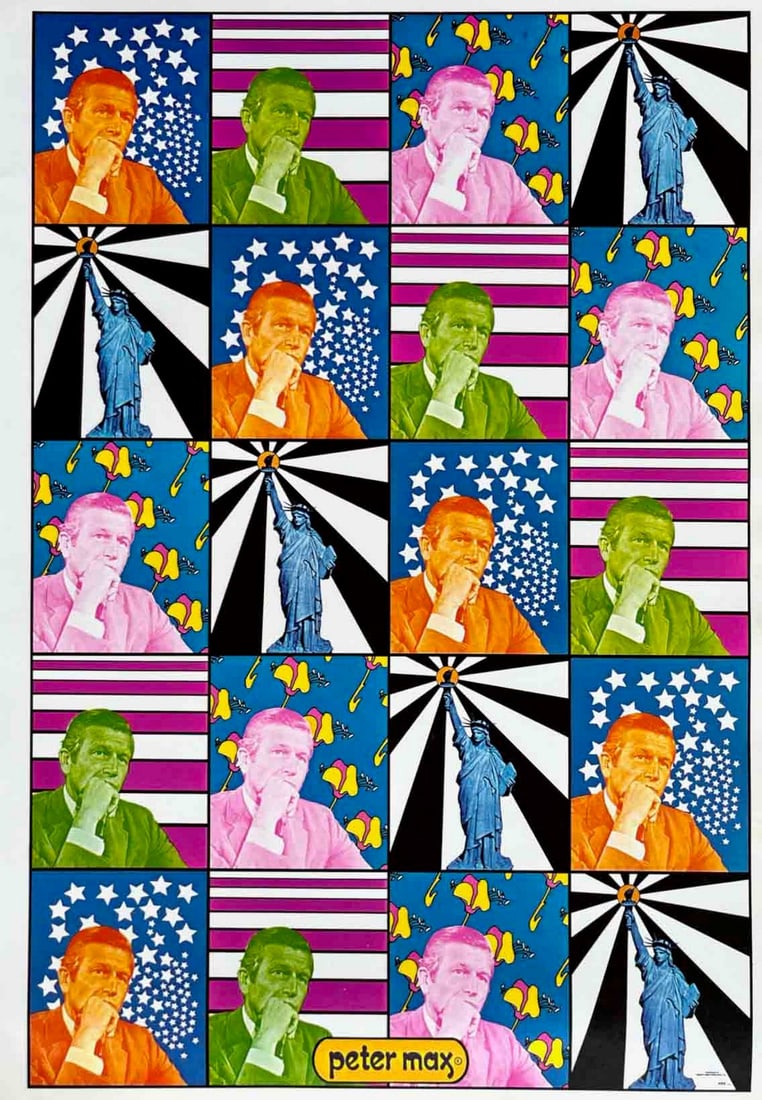 Peter Max Pop Art Poster 6 Mayor Lindsay 1970: Artist: Peter Max Country: Germany / USA Title: Mayor Lindsay Medium: Offset Paper Size: 16.5 x 11 inch Marks: Not signed not numbered Published: 1970 Peter Max Poster Corp. Provenance: Peter Ma