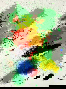 Joan Miro Original Lithograph Composition Signed 1965 Mourlot: Title: Composition Artist: Joan Miro Country: Spain Medium: Original Lithograph Marks: Signed in plate, not numbered Paper Size: Vellum paper