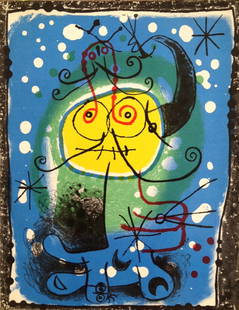 Joan Miro Lithograph Variation 2 XX siecle 1973: Artist: Joan Miro Country: Spain Title: Variation 2 Medium: Original Lithograph Marks: Not signed, not numbered Printed: 1960 by Mourlot France Paper: Vellum 12.50 x 9.50 inch Provenance: XX Sie