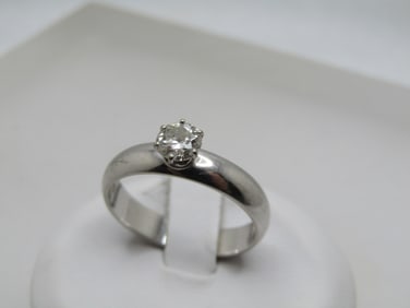 Vintage 18kt .35 CTW Diamond Engagement Ring, Jabel, Sz. 7.5, White Gold, 1960's-1970's