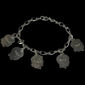 Vintage Mother's Charm Bracelet with Children Boy and Girl Charms