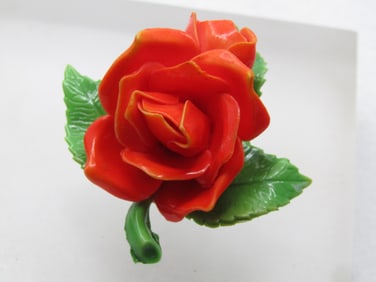 Vintage Orange Rose 3-D Brooch, 1960's