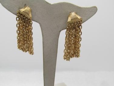 Vintage Multi Chain Drop Earrings, Clip, 1960's-1970's