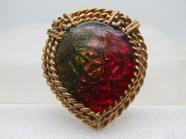 Vintage Multi-Colored Foiled Brooch, 1950's-1960's