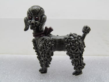 Vintage Gray Enameled Poodle Brooch, 1960's