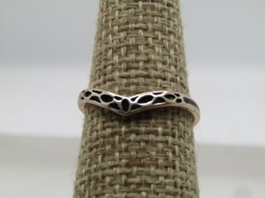 Vintage Sterling Filigree Pointed Ring, Sz. 7, 1960's-1970's, Signed