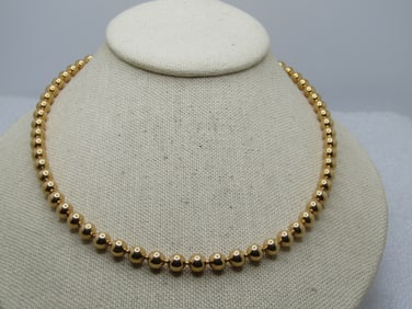 Vintage 14kt G.F. 6mm Beaded Necklace, 18", 1970's-1980's