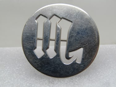 Vintage Sterling Initial W Brooch, Signed WRE, 1960's-1970's