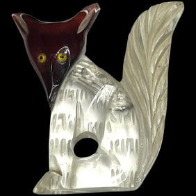 Vintage Lucite Carved Sly Fox Brooch/Pin