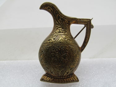 Vintage Damascene Pitcher Brooch, Spain, 1950's-1960's