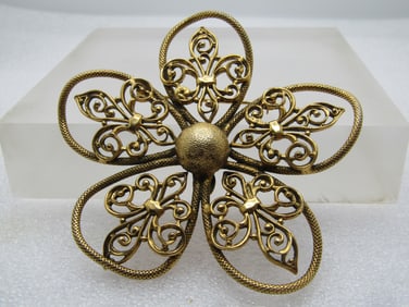 Vintage Filigree Blossom Brooch, Signed Freirich, 1960's