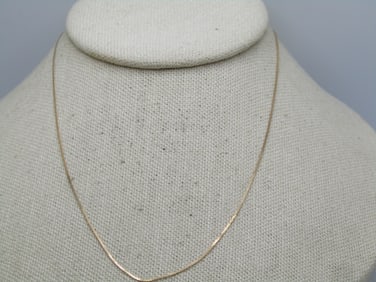 Vintage 14kt Herringbone Chain Necklace, 16", .05mm. 1980's