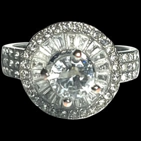 Vintage Sterling Silver CZ Engagement Ring