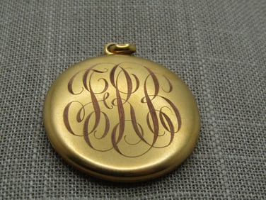 Antique 14kt-15kt Monogrammed Locket with Diamond, 1900-1920's