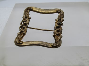 Antique Framed Repousse Scrolled Brooch, 1800's- 1920's, C-Clasp