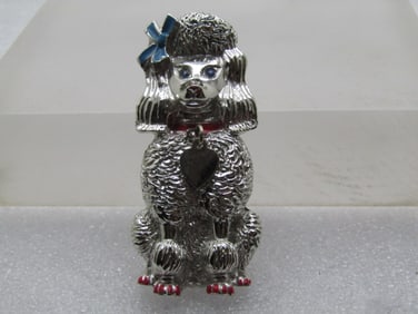 Vintage Poodle with Heart Brooch, Sarah Coventry, 1970's