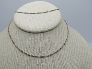 Vintage Sterling Figaro Chain Necklace, 20", 1970's-1980's