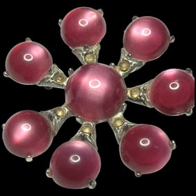 Vintage Pink Moonstone Cabachon Sputnik Brooch