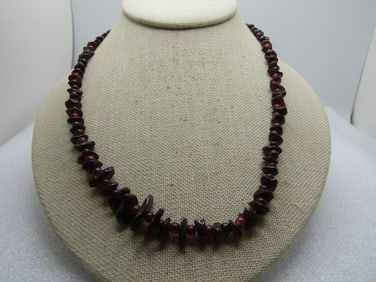 Vintage Sterling Amethyst Bead/Nugget Necklace, 1930's-1940's, 24"