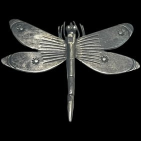 Estate Artisan Handmade Sterling Silver Dragonfly Brooch/Pin