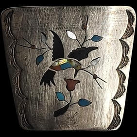 Sterling Silver Enamel Inlay Belt Buckle