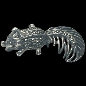 Vintage Sterling Silver and Marcasite Squirrel Brooch/ Pin