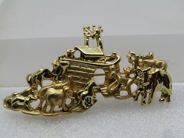 Vintage Noah's Ark Brooch, Signed AJC, 1980's-1990's