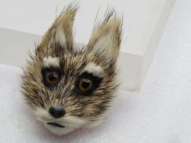 Vintage Fox Face Fur Brooch, 1950's-1960's. Handmade. Helsinki