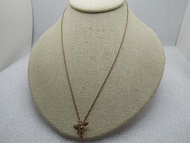 Vintage 10kt Gold Angel Pendant on 14kt G.F. Chain, 18", 1980's
