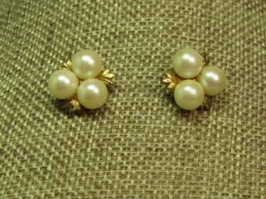 Vintage Faux Pearl Earrings, Pierced, 1990's, Signed MMA - Metropolitan Museum of Art WAG