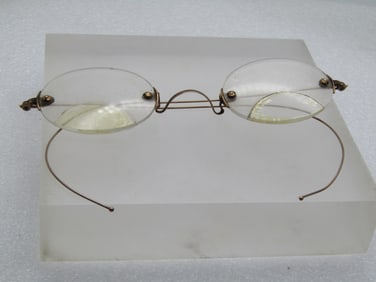 Antique 10kt Gold Wire Frame Bifocal Glasses, 1920's or Earlier