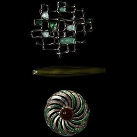 Vintage Norway Sterling Silver and enamel brooches, pin, and barrette