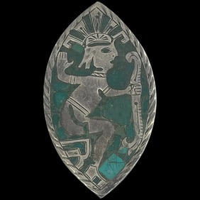 Vintage Sterling Turquoise Inlay Brooch/Pendant