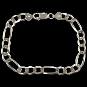 Estate GM P.LUX ITALY Sterling Silver Figaro Bracelet