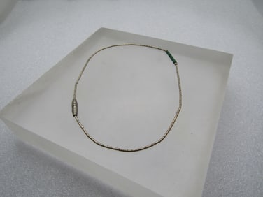 Vintage Sterling Malachite Ankle Bracelet 9", 1960's-1980'sSouthwestern Theme. Unisex