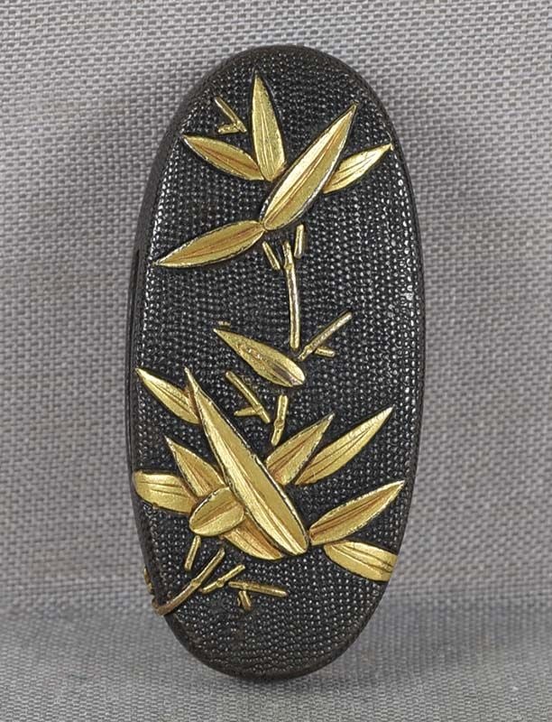 19c Japanese sword KASHIRA BAMBOO LEAVES (1 of 5)