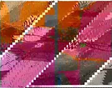 Gary Komarin, Contemporary Abstract Painting, Massive Diptych, Pink, Orange