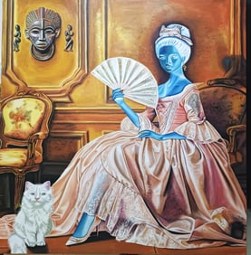 Soul of Lady Jane - 21st Century, Contemporary, Figurative, African, Women, Cat, 2024