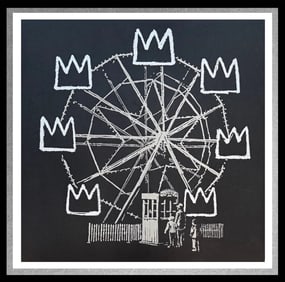 AFTER BANKSY -"BANKSQUIAT"(Gray/ Black) - Screenprint-Signed-FAST FLAT SHIP