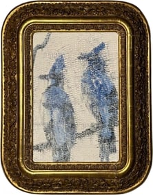 Hunt Slonem, Oil on Canvas, Mystic Jays, Blue Jays Painting, Signed, Dated, 2010