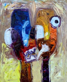 Happy Moments -21st Century, Contemporary, Figurative Impasto, People, Woman, 2024