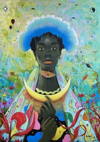 My Celestial Gaze - 21st Century, Contemporary, Surrealism, African Nature Woman, 2024