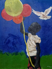 Untitled - 21st Century, Contemporary, Figurative, Children, Africa, Balloons, 2024